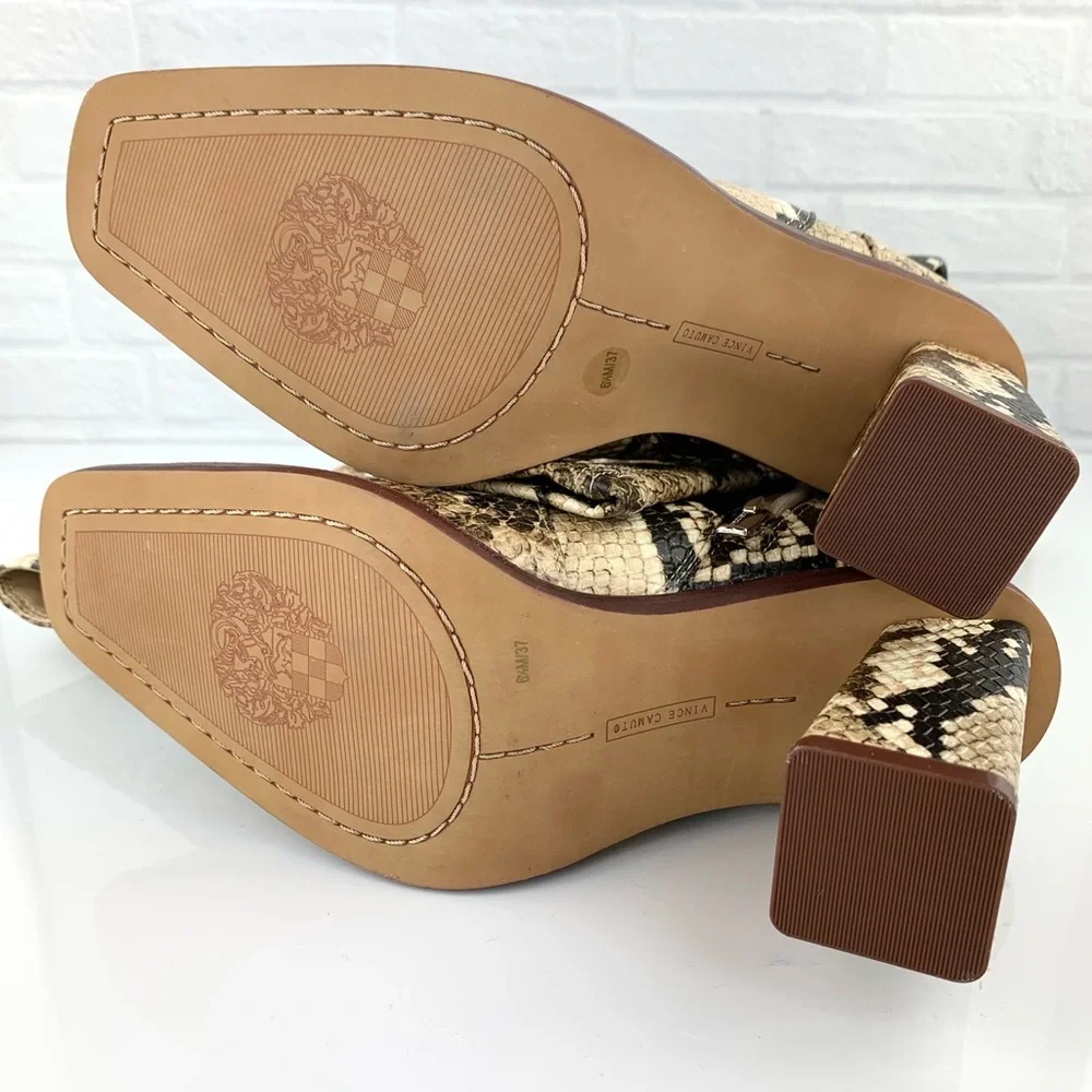NEW! Vince Camuto Dreven Over The Knee Snake Square Heel Boots Shortbread